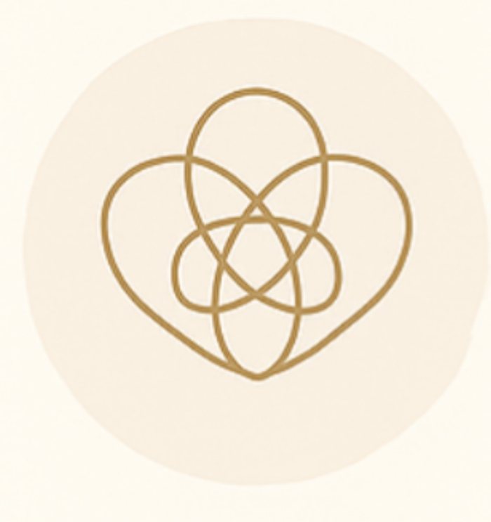 Goldene Linienzeichnung eines verschlungenen Herzknotens
